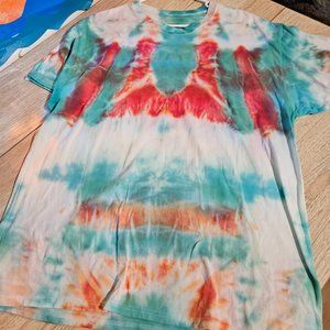 Tie Dye T-shirt - Red Gree White - XL Tall